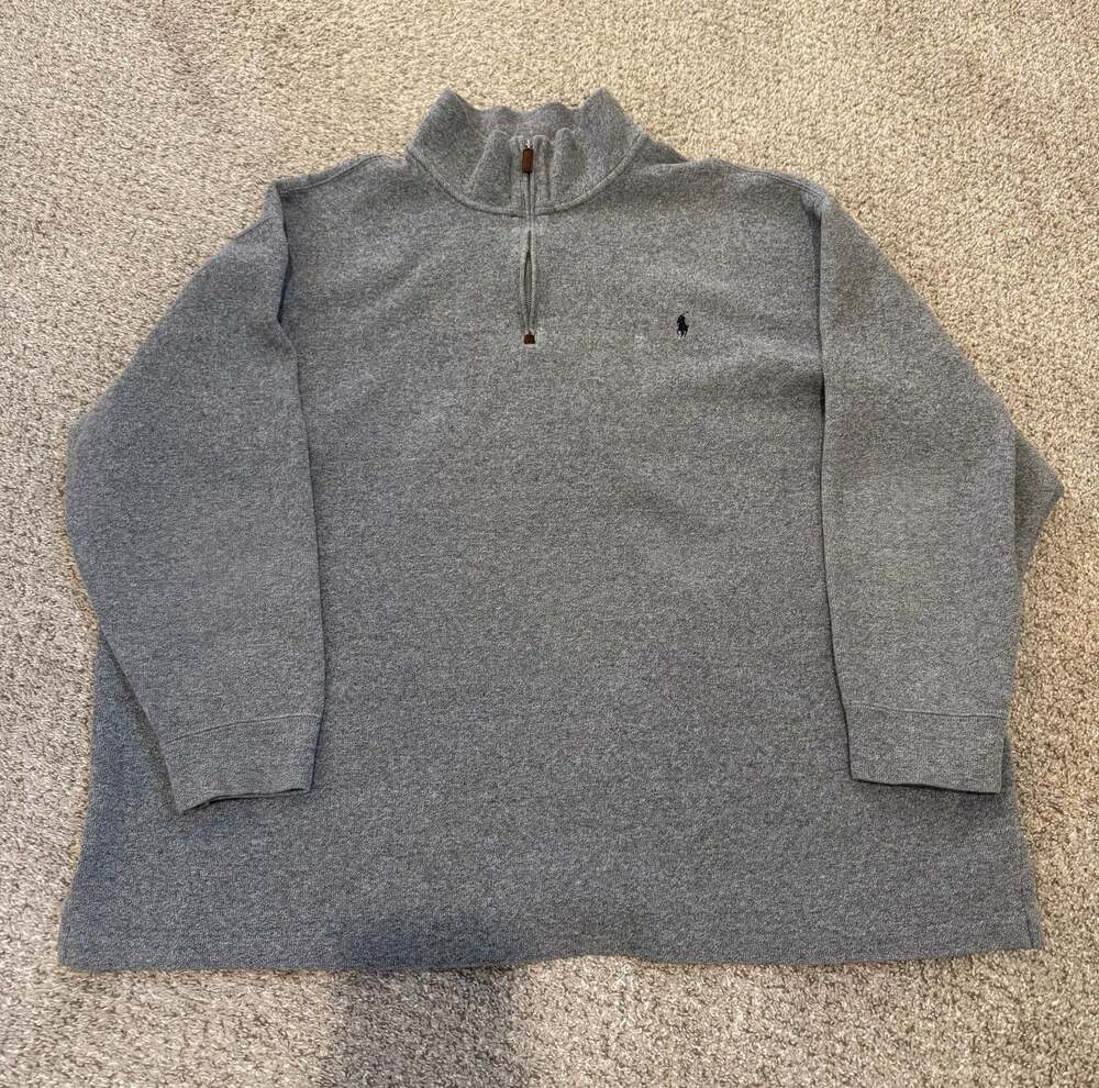 Polo by Ralph Lauren 1/4 Zip Pullover Sweater Gray 4XB Big